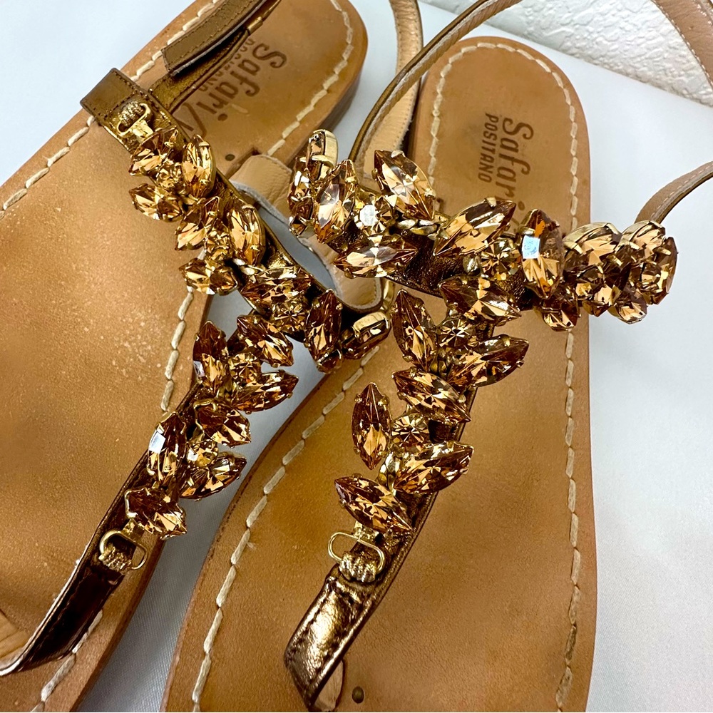 Safari Positano Vero Cuoio Embellished w/ Bronzed Swarovski, Size 38 - Picture 4 of 6